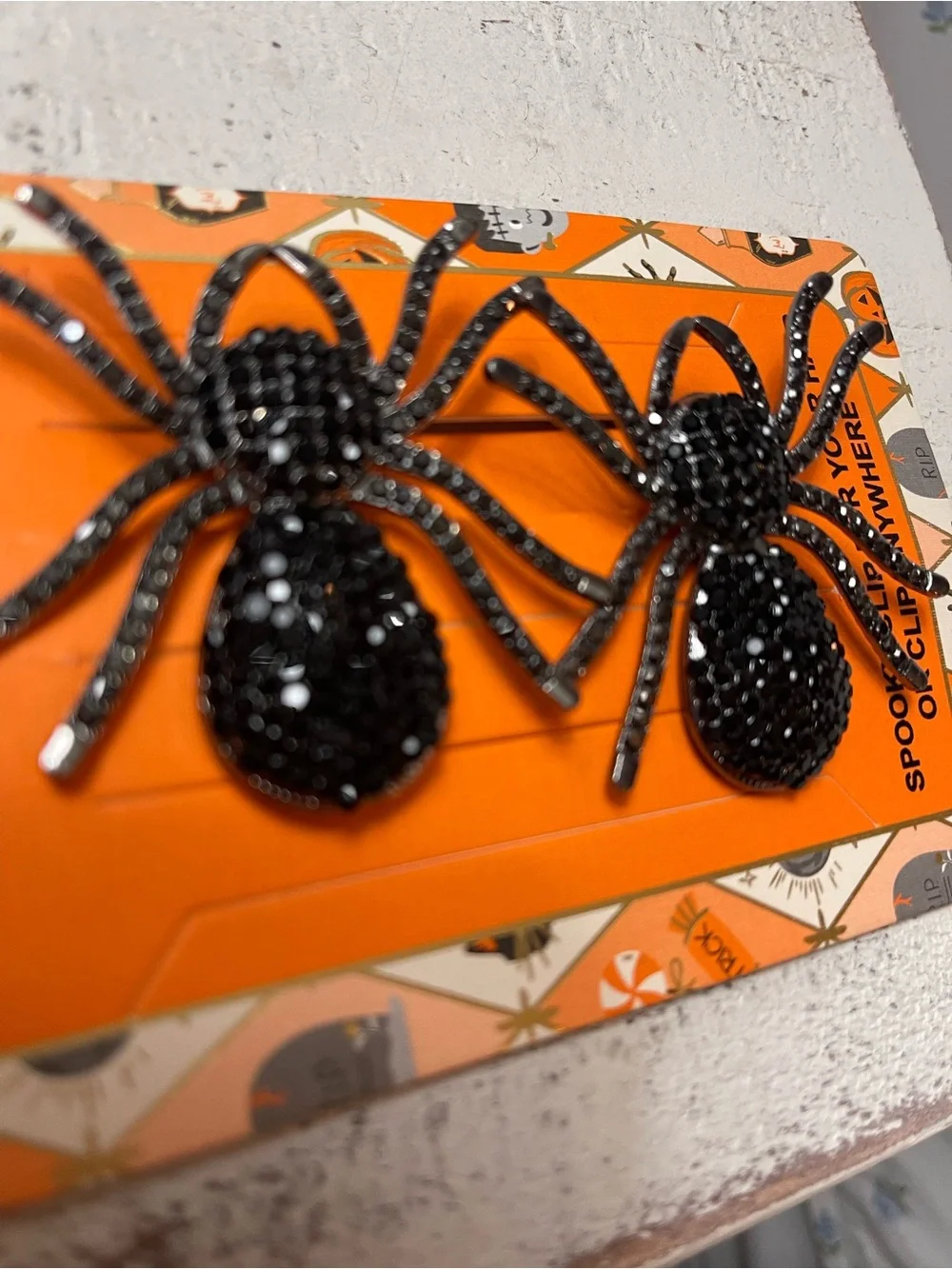 Piper Black Spider Hair Clips - Pair of Rhinestone Spiders
